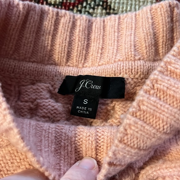 J.Crew pink crewneck cable-knit sweater - Picture 2 of 11